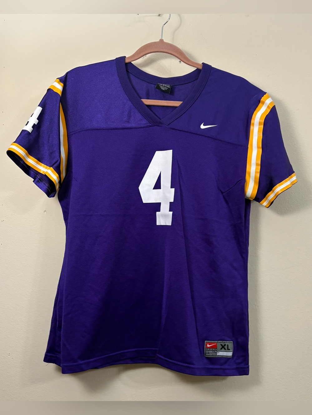 Nike Purple Yellow Football Jersey youth XL 16/18 LSU Minnesota Vikings